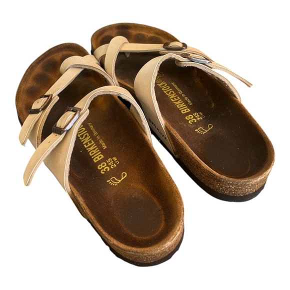Birkenstock Cream and Brown Adjustable Sandals - Picture 2 of 13